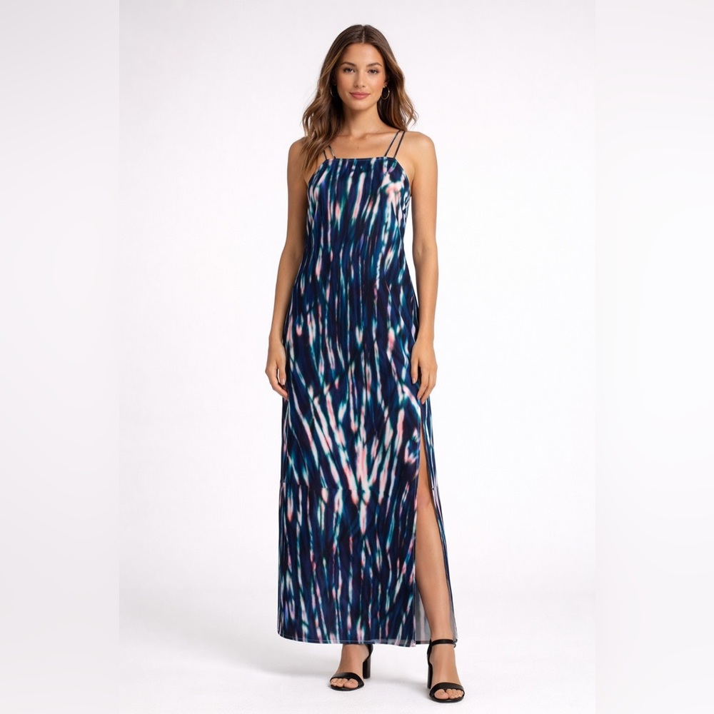 Sanctuary Tie Dye Maxi Dress Small | Strappy Back Boho Maxi Dress Blue Pink